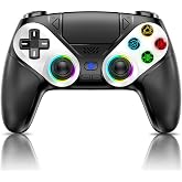 Gamrombo RGB Wireless Controller for PS5/ Pro/Slim/PC | Wireless Gamepad with LED Lighting/Turbo/Macro/Dual Vibration/6-Axis Gyro/3.5mm TRRS Audio Jack/Speaker