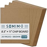 Somime 20 Pack 8.5x11 Brown Chipboard Sheets Craft Cardboard | 22-Point Heavy Duty Chip Board Paper Sheets for Book Binding, Frame Backing, Packaging and DIY Projects