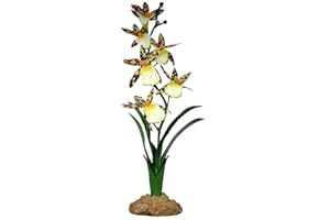 Komodo Reptile Terrarium Spider Orchid Plant, Artificial Rainforest Habitat Decor w/Gravel Base, 15"