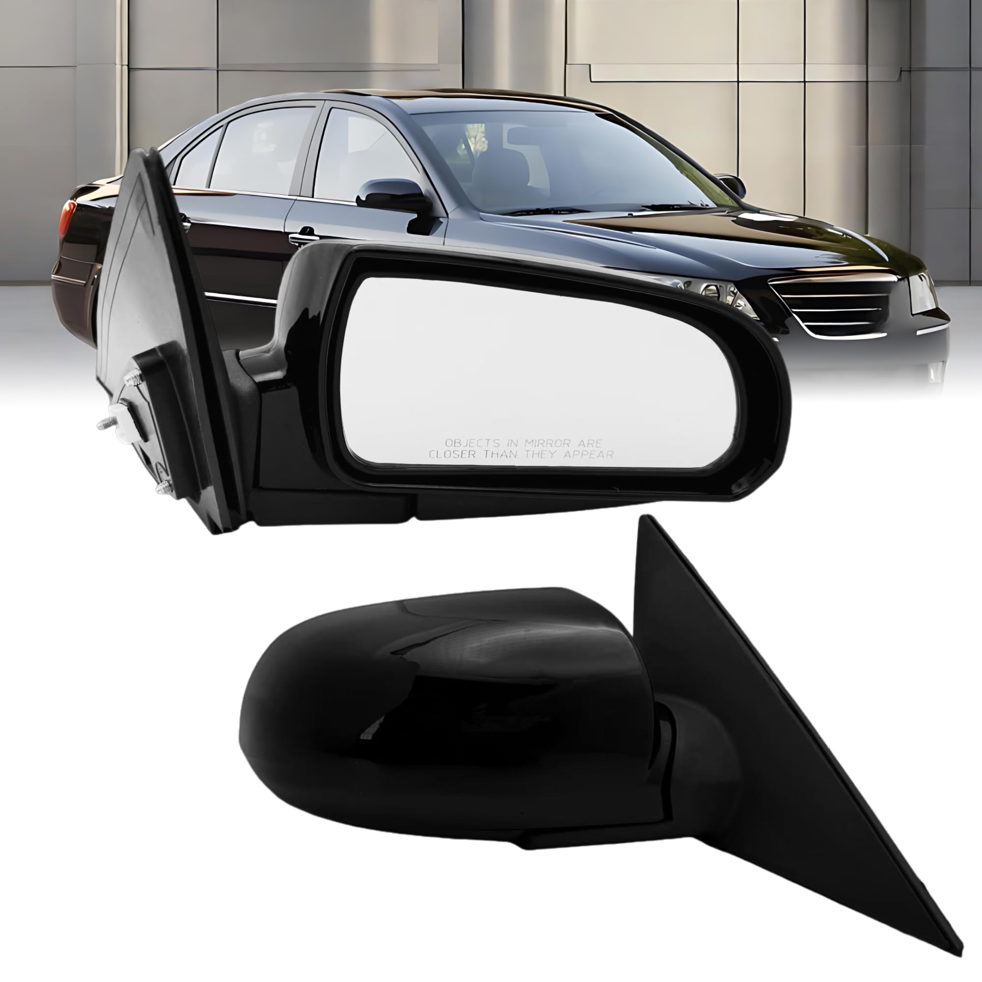 Photo 1 of Passenger Side Mirror Compatible with 2006 2007 2008 2009 2010 Hyundai Sonata With Heated Power Glass Manual Folding 5 Pins Black Without Signal Light
