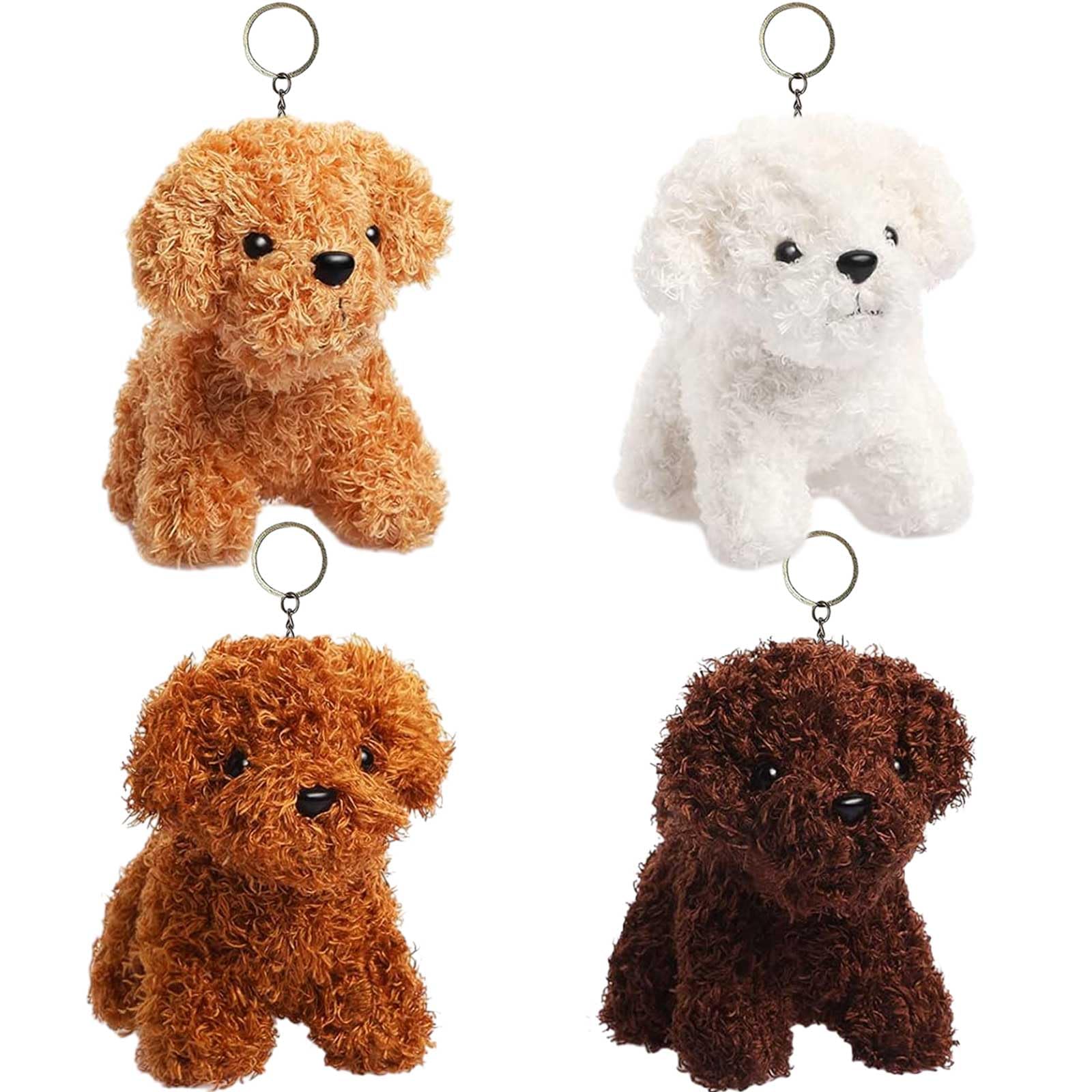 Fadcaer Small Stuffed Animals, 4 Pcs Dog Plush Animal Toy with Keychain Cute Puppy Plush Doll Mini Animal Plush Toy Perfect Party Favors and Classroom Prizes Goodie Bag Stuffers for Kids