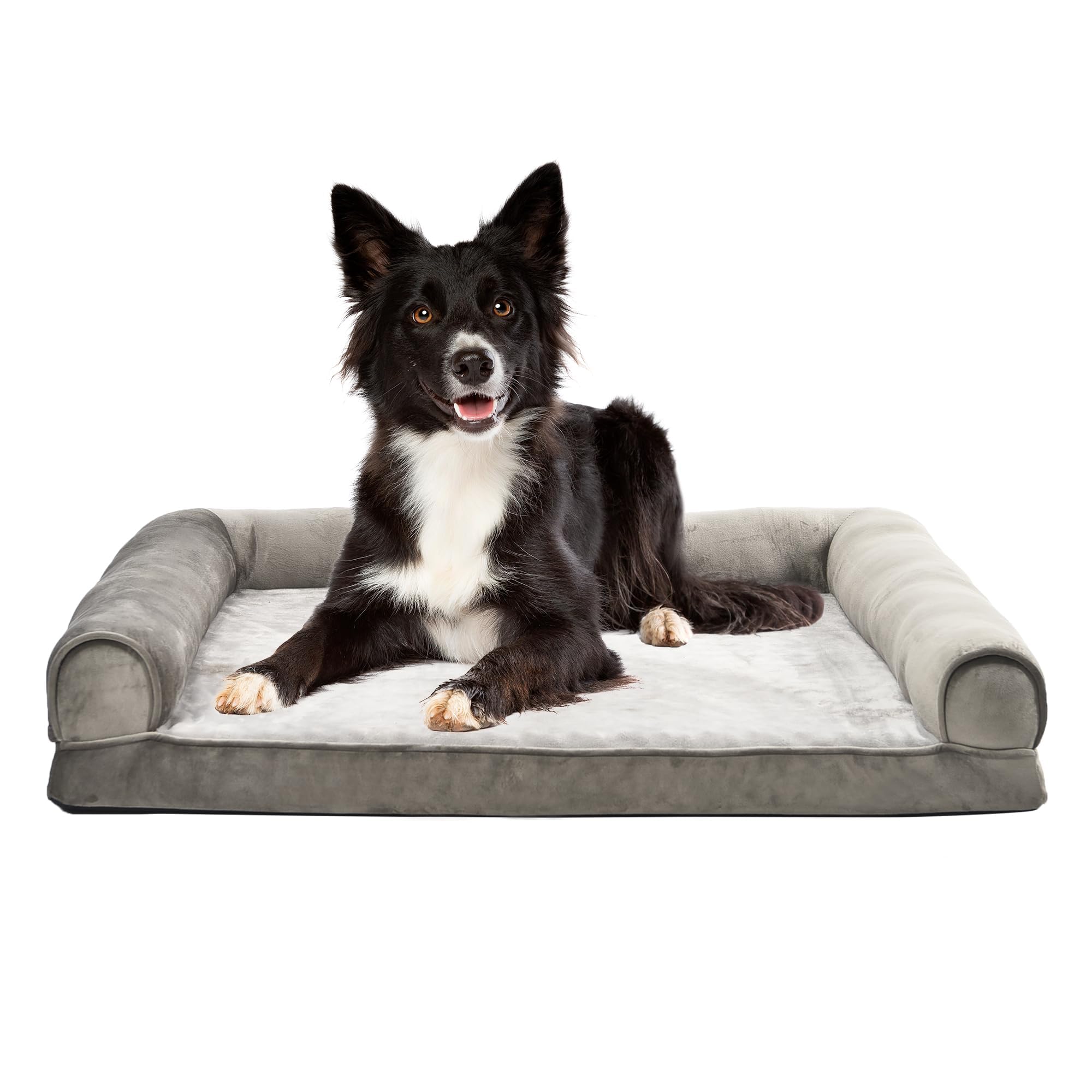 Amazon Basics Dog Bed with Cooling Gel Memory Foam, Pressure-Relief Support for Dogs up to 55lbs, Non-Slip Bottom, Machine Washable Cover, Large Sized (36" x 27"), Taupe Image