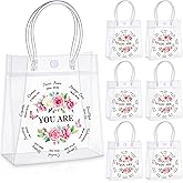 AmazingSpark 24 Pcs Christian Gift Bags for Women Bulk Clear Inspirational Gifts for Women Pink Floral Religious Goodie Bags with Handles Gifts for Church Bible Birthday Party