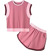 Gaupafmb Girls Clothes Color Block Sleeveless Tank Top with Shorts 2PCS Summer Outfits