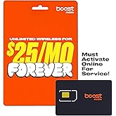 Boost Mobile SIM Kit | $25/mo Forever Unlimited Plan with Auto-Pay | Unlimited Talk, Text &amp; Data | First Month Included with Purchase | US Phones Only