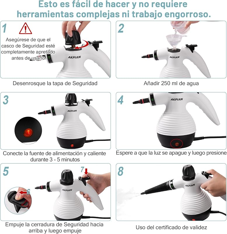 Limpador a vapor com 10 acessórios