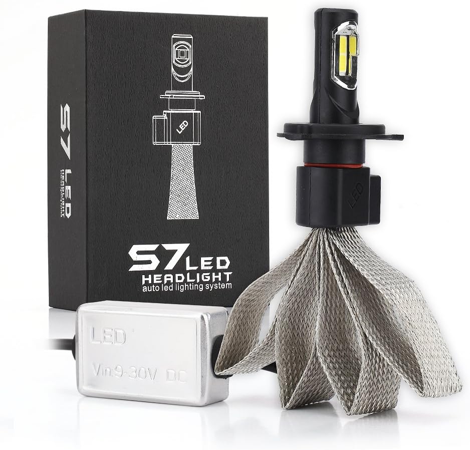 Gerhannery H4 LED Headlight Bulbs Conversion Kits for Car Replacement, 72W 6000K 8000LM 12V Super Bright Car Exterior White Canbus Headlamp COB Chips Light Bulb Replace 2 PCS/ Set (H4)