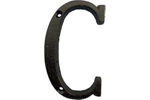 BetLight 5.1 Inch High Cast Iron House Letter, Solid Home Address Letter, Elegant Black Brown Finished, Matching Perfect with 5.5 Inch House Numbers, Letter C
