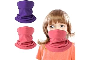 KGC 2 Pack Kids Neck Warmer Gaiter,Fleece Windproof Winter Face Mask Scarf Bandana Face Cover for Boys Girls Outdoor Sports