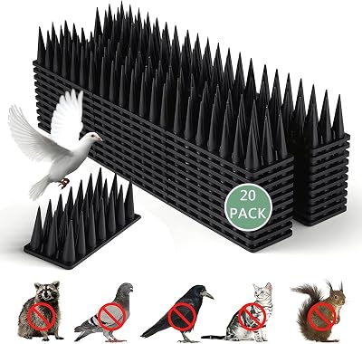 Apluskis Upgraded Bird Spikes 20 Pack 6m Outdoor Deterrent Fence Black