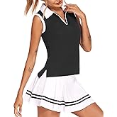 HOTLOOX Women Sleeveless Golf Polo Shirts Summer 2025 UPF 50+ Zipper V Neck Tennis Tank Top XS-XXL