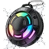 BassBloom Room 1 Portable Bluetooth Speaker,IPX7 Waterproof Shower Speaker with 12W Powerful Sound, 15H Playtime, LED Power Display