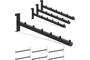HUHOLE 6 Ball Gridwall Waterfall Hooks, 10 Pack, Black Powder-Coated, Plastic Covered Ending, Extremely Heavy Duty, Ideal Hangers for Garment