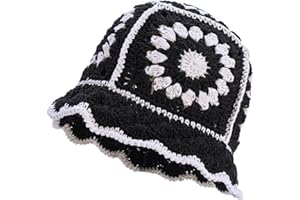 XYIYI Women Crochet Bucket Hat Knit Handmade Foldable Beach Hat Cute Hand Woven Fishing Hat