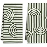 IRTAGANNY Sage Green Boho Abstract Kitchen Towels, Contemporary Minimalist Dish Tea Towels for Kitchen Decor, Mid Century Modern Decorative Hand Towel for Bathroom, 16x24 Inches Set of 2