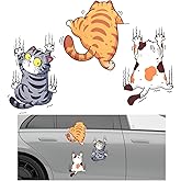 FSTURIOS 3PCS Scratch Cat Vinyl Car Sticker, Three Climbing Cats Funny Bumper Decal for Scratch Cover, Cute Pet Cat Sticker Personalized Window Decor for Auto Truck Motorcycle (Medium)