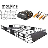 Mockins Roof Rack Rooftop Cargo Carrier with Cargo Bag and Bungee Net | The Steel Luggage Rack is 64" Long X 39" Wide X 6" Ta