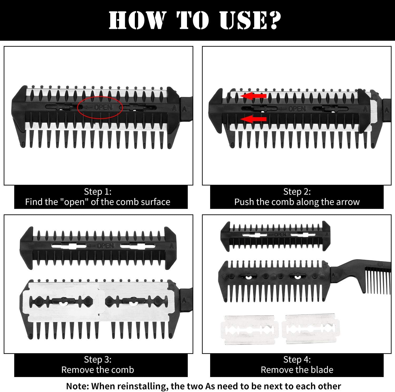 Comb Hair Cutter Double Sided Hair Thinning Comb Hair Cutter Comb Double Edge Hair Removal Comb Cutting Scissors for Thin or Cutting Styling - Image 4