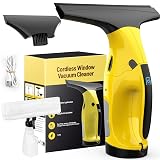 Kiato Window Vacuum Squeegee Cordless, Rechargeable Window Vacuum Cleaner with 2 X Squeegee (11”+ 6.7”), Electric Window Vac for Windows, Tiles, Mirrors, Showers, Glass, 2200mA, WC09