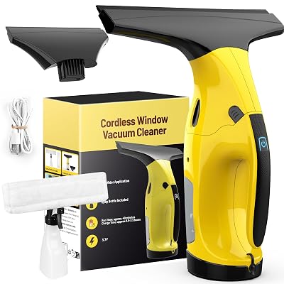 Kiato Window Vacuum Squeegee Cordless, Rechargeable Window Vacuum Cleaner with 2 X Squeegee (11”+ 6.7”), Electric Window Vac for Windows, Tiles, Mirrors, Showers, Glass, 2200mA, WC09
