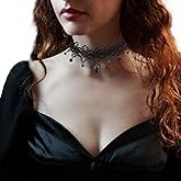 Choker Necklace for Women Black Lace Choker Gothic Jewelry Rhinestone Necklace Goth Necklace Choker Accessories Black Choker Necklaces Halloween Accessories for Women Girls Party Cosplay