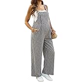 MakeMeChic Women's Maternity Overalls Gingham Print Sleeveless Wide Leg Y2K Pregnancy Jumpsuits