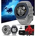 PlayBetter Garmin Descent G1 (Powder Gray) Dive Computer Watch Gift Box Bundle - Rugged Smart Watch with Compass & Depth Sensor, Surface & Exit Points - Includes Charger, Wall Adapter & Hard Case