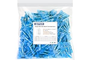 QIZPCER 200 Pcs Blue Heat Shrink Butt Connectors, 16-14 AWG Waterproof Electrical Crimp Terminal Splice Wire Connectors for Marine, Automotive, Cable, Wiring