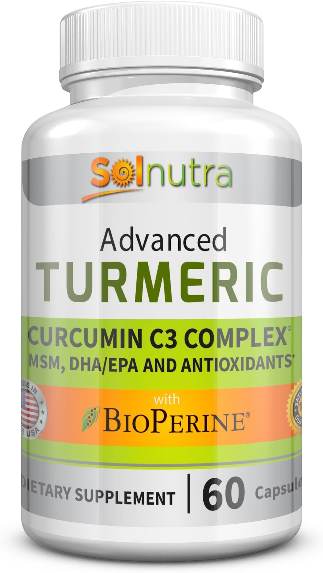 Advanced Turmeric Curcumin C3 with BioPerine, MSM, DHA/EPA, Antioxidants – Standardized 95% Pure, Concentrated Curcuminoids – Anti-Aging Vitamins, Natural Anti-Inflammatory