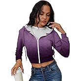 Women's Zip Up Hoodies Cropped Cardigan Jacket Drawstring Hooded Sweatshirts Casual Long Sleeve Top…