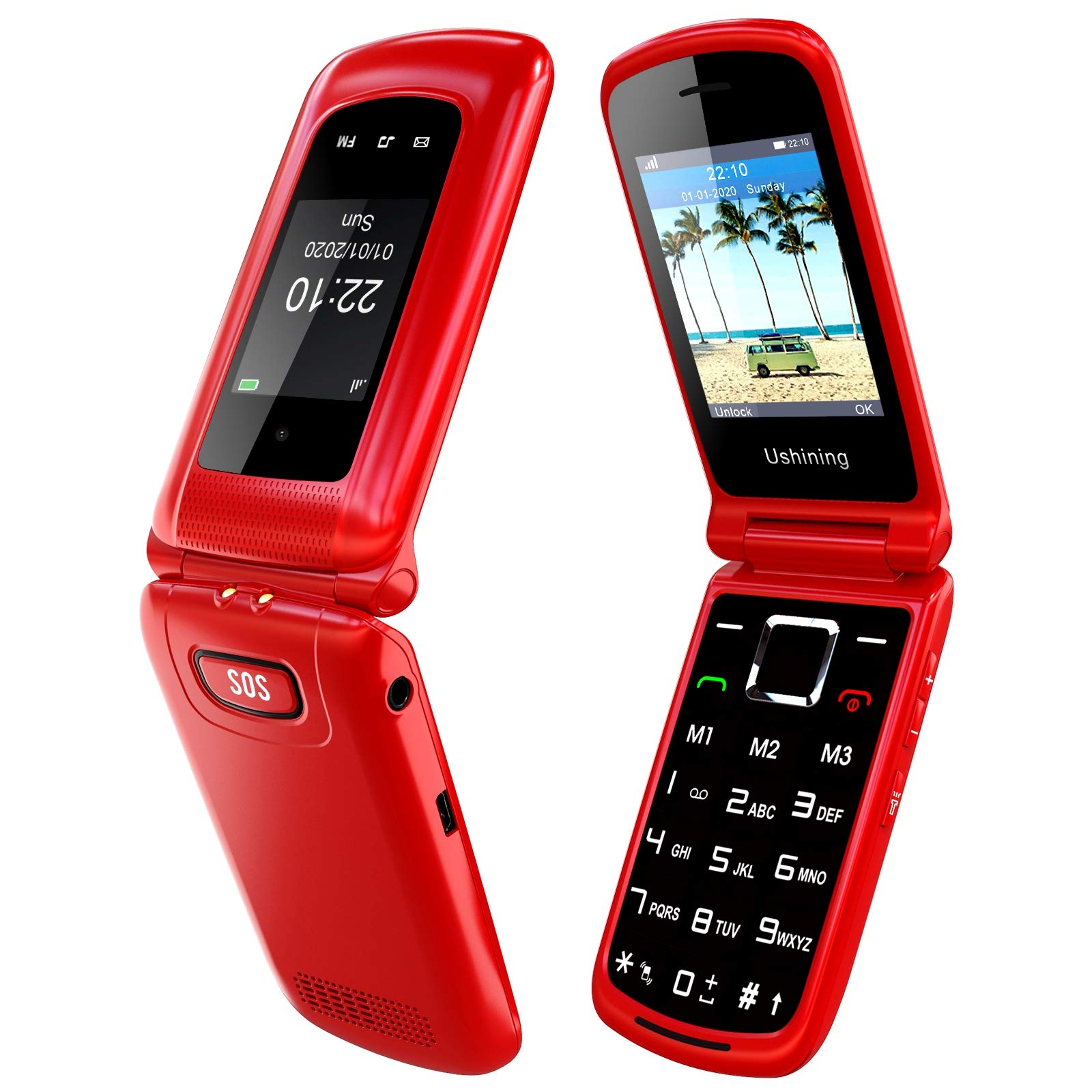 Uleway Unlocked Flip Phone 3G SOS Button Senior Flip Phones Unlocked 2.