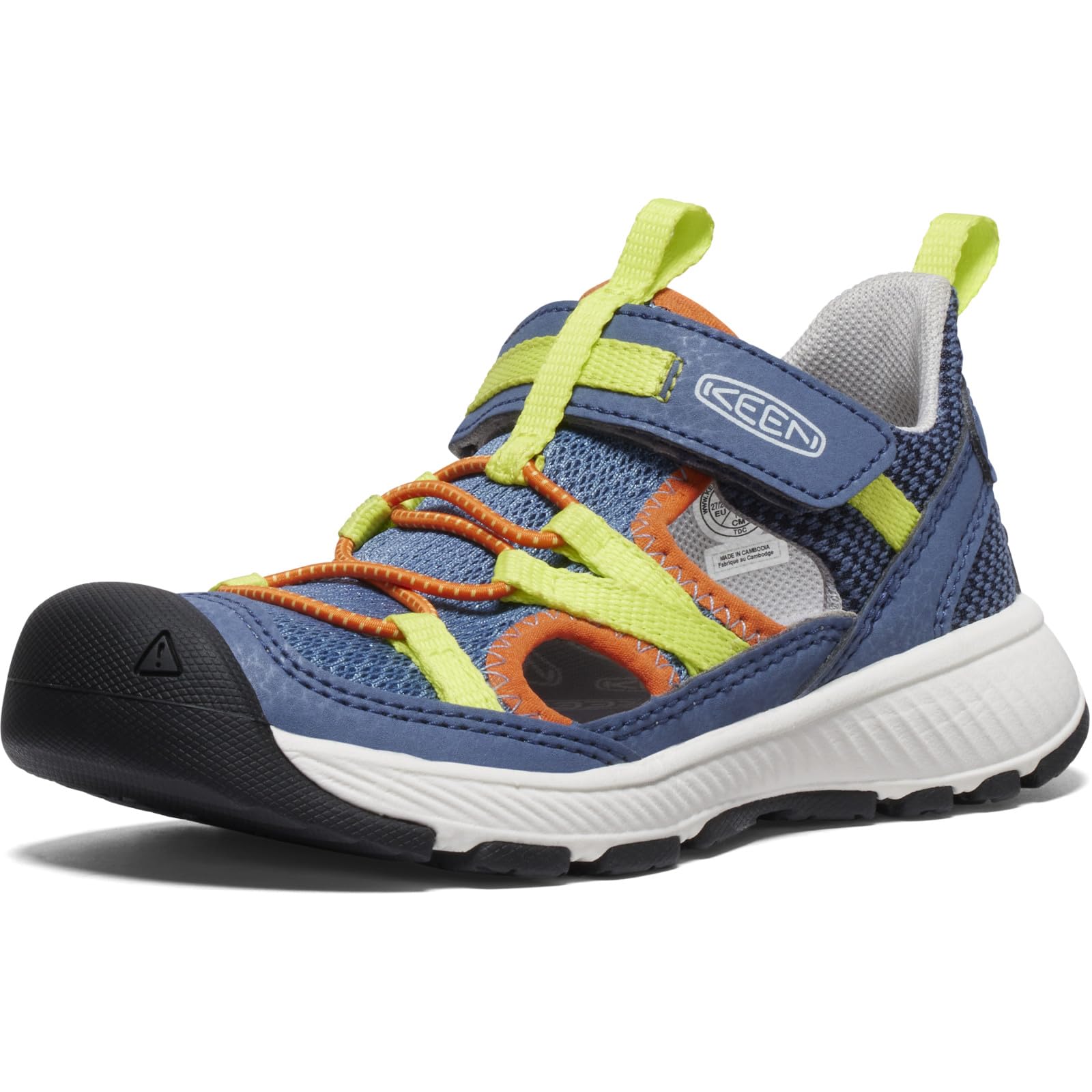 KEEN Unisex-Child Motozoa Breathable Comfortable Easy On Quick Dry Athletic Sandals, Vintage Indigo/Scarlet Ibis, 1