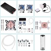 DIY 240mm Water Cooling Kit, DIY 240mm Cooler CPU/GPU Block Pump Reservoir with LED Fan Heat Sink Computer Water Cooling Connectors Kit, Liquid CPU Cooler Kit