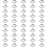 Shapenty 50PCS Stainless Steel Round Bezel Blank Links Pendant Tray Connectors with Double Loops for Earrings Bracelet Necklace Keychain DIY Craft Resin Glass Cabochon Jewelry Making Project (12mm)