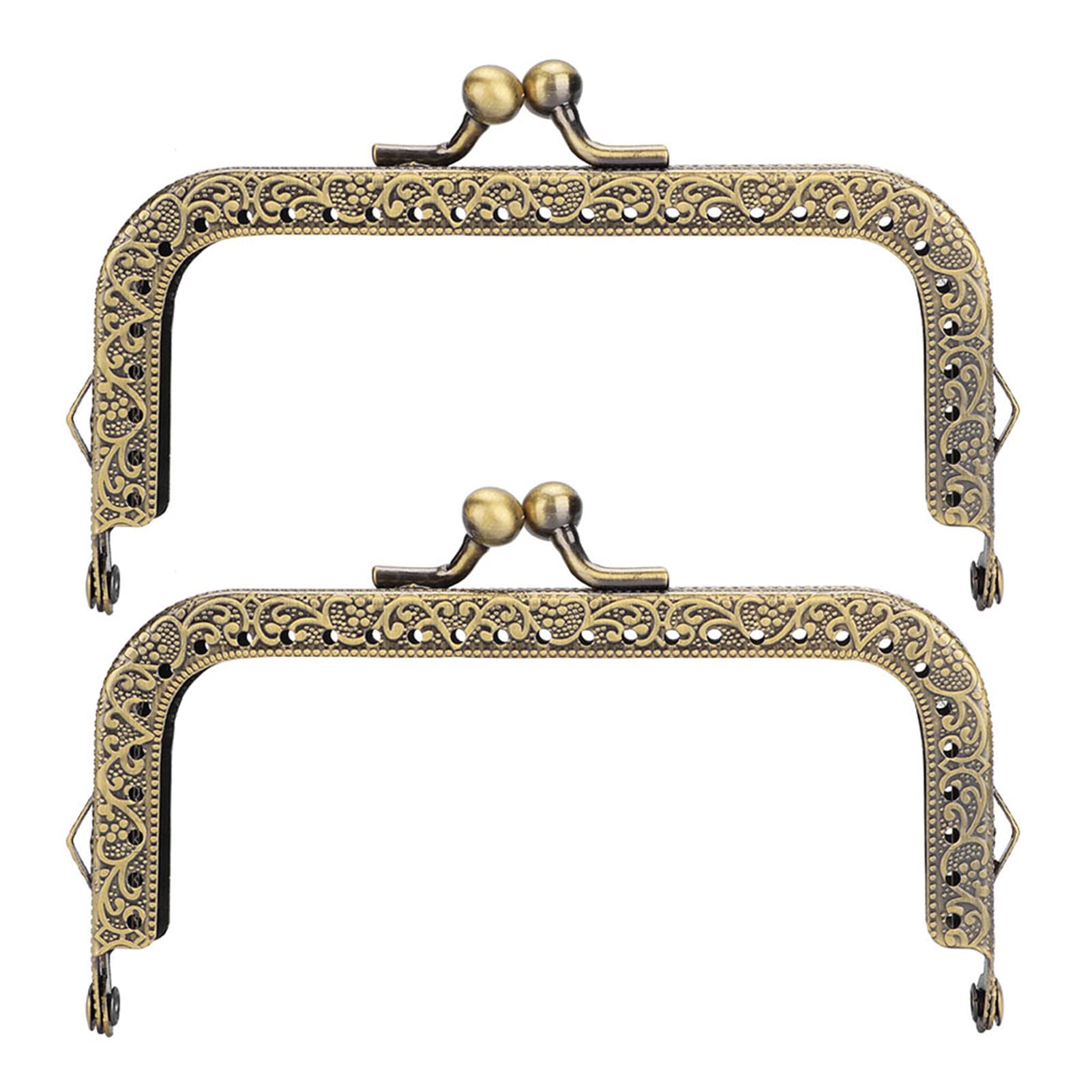 Metal Purse Bag Frame, 2Pcs Square Embossed Kiss Clasp Lock for DIY Handle Bag Sewing Craft, Durable Metal Frame for Handmade Purse, Tote and Evening Bag Design