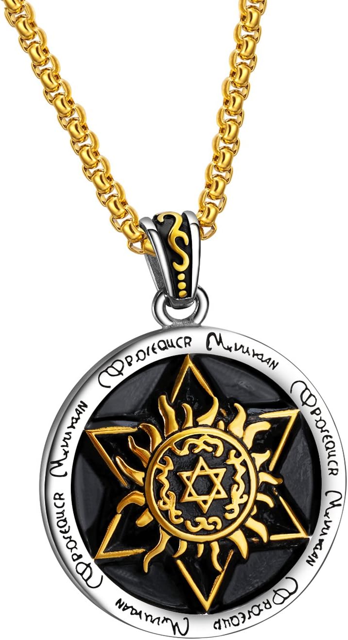 JC Fashion Jewelry 316L Stainless Steel Mens Ancient Egyptian Mars Horus Pendant Chain Necklaces with Free Chain