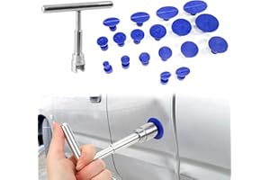 KUQUTIDY 18 Pcs Car Dent Puller Kit, Small Dent Remover Tool for Car, Damage-Free Paintless Body Dent Repair Removal Tools with T Slide Puller and 18 Suction Cups of Different SPEC for Car
