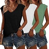 COULUKE Womens 3 Pack T Shirts Cap Sleeve Tees U Neck Tank Tops Fashion Basic Tops 2025