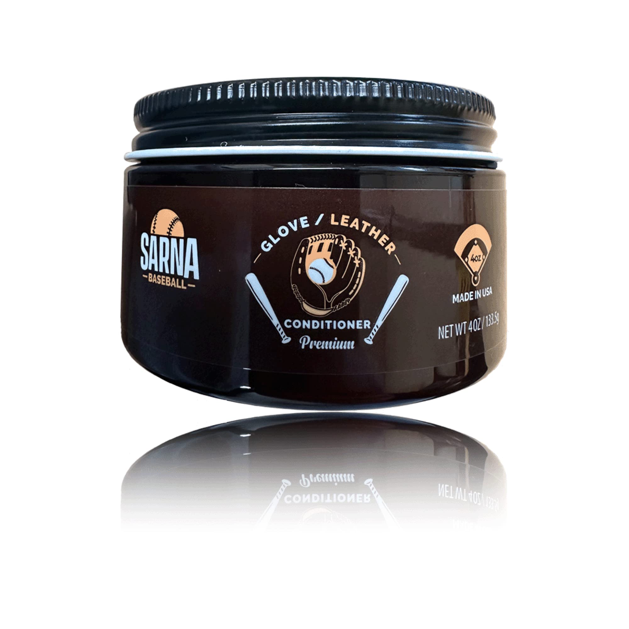 SARNA BASEBALL Glove Leather Conditioner - Use on Baseball Gloves, Softball Gloves, and Other Leather Sports Equipment - Made in USA