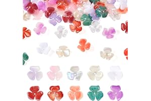 Cheriswelry 60Pcs Acrylic Flower Bead Caps Twp Tone 3-Petal Floral Spacer Beads End Caps 22x7mm 10 Colors for Bracelet Earring Necklace Crafts Jewelry Making Decoration