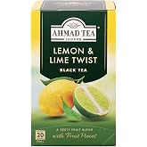 Ahmad Tea Lemon &amp; Lime Twist Black Tea, 20-Count Boxes (Pack of 6) | Caffeinated, Sugar-Free