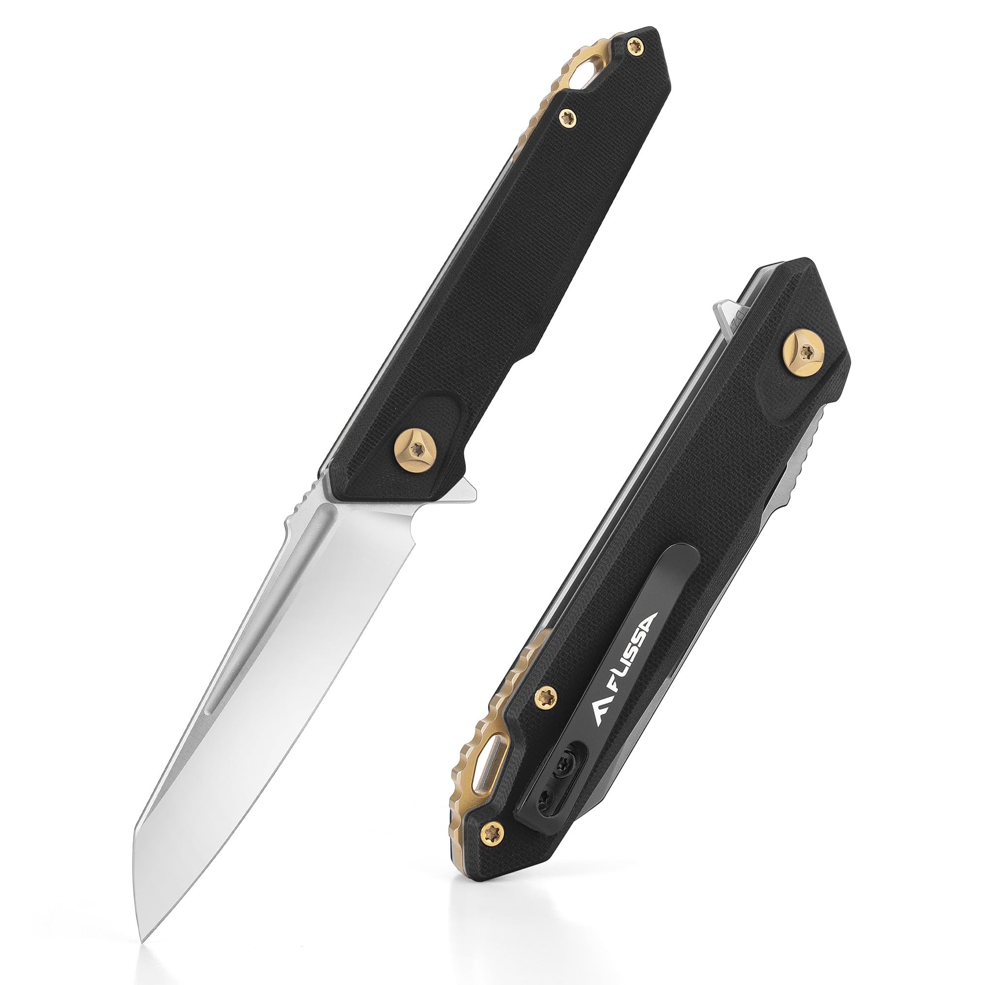 FLISSA 4.5＂ G10 handle folding knife-black, EDC