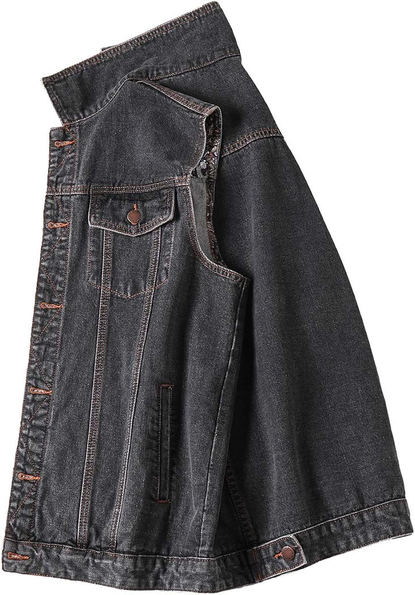 PRIJOUHE Men's Denim Vest Jean Vest Black Denim Motorcycle Black Blue Biker Plus Size Sleeveless: Clothing