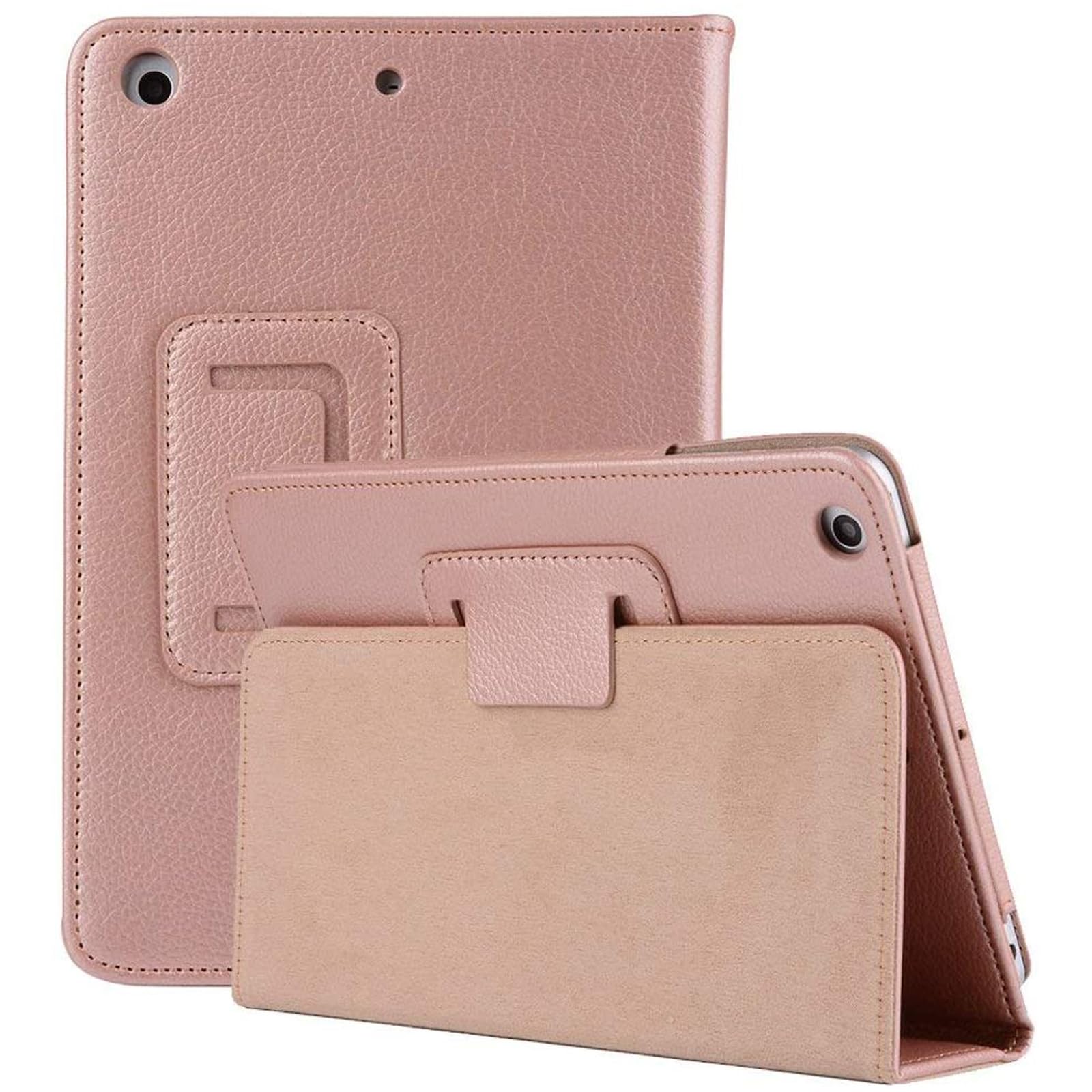 Leather Flip Stand Folio Case Plain Cover for Apple iPad Air 5th,6th Generation 2017-2018 (Rose Gold)