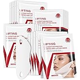 YAFUSIPE V Line Face Lifting Mask, 10 Pack V Line Chin Strap Lifting Double Chin Reducer, Polypeptide Protein Collagen Neck and Face Slimming Masks, Hydrating Neck Sheet Mask for Women Tightening