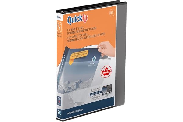 QuickFit View Binder, 3-Ring Binder for School or Office, Round Ring, Black, Single, 5/8 Inch