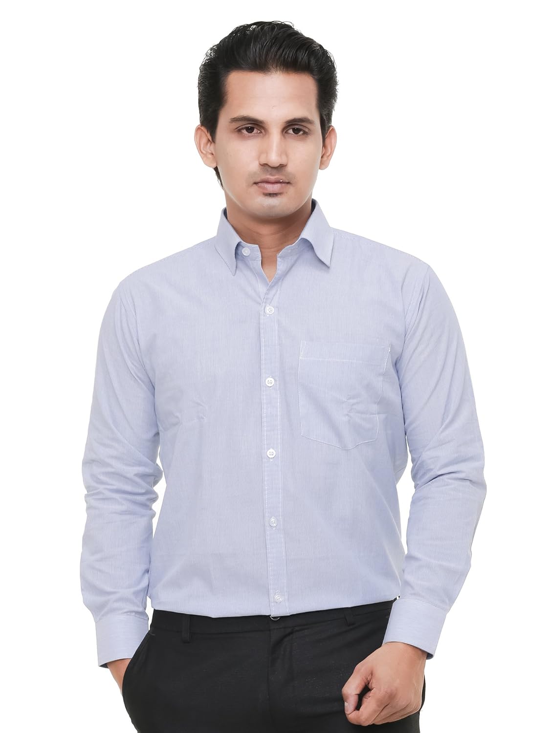 twist men's regular fit blue stripes cotton shirt with contrast & free shipping