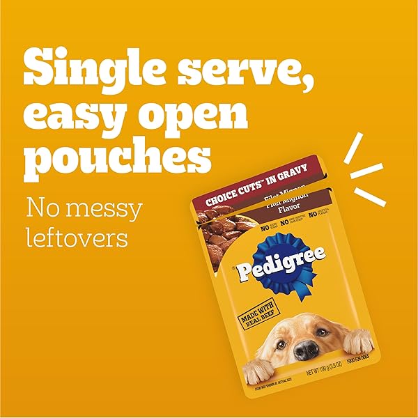 PEDIGREE CHOICE CUTS IN GRAVY WET DOG FOOD, ADULT SOFT WET DOG FOOD, VARIETY PACK, 3.5 OZ. POUCHES, 48 COUNT
