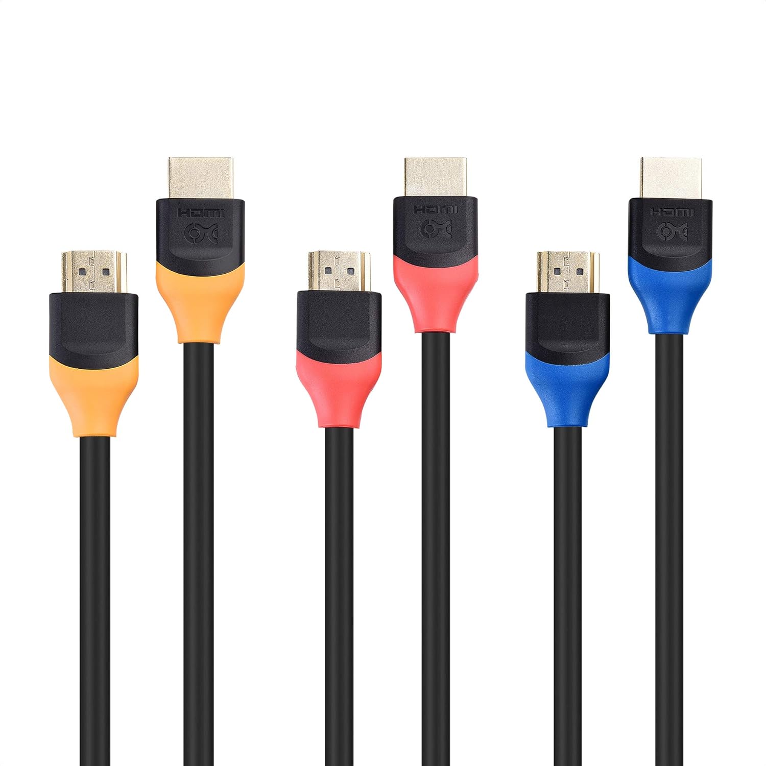Cable Matters 3-Pack 48Gbps Ultra HD 8K HDMI Cable with 8K 120Hz Video and HDR Support for PS5, Xbox Series X/S, RTX3080 / 3090, RX 6800/6900, Apple TV, and More - 2m, 6.6 Feet: Electronics