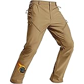 TACVASEN Men's Winter Hiking Pants Fleece Lined Waterproof Softshell Snow Ski Insulated Work Cargo Pants with 6 Zip Pockets
